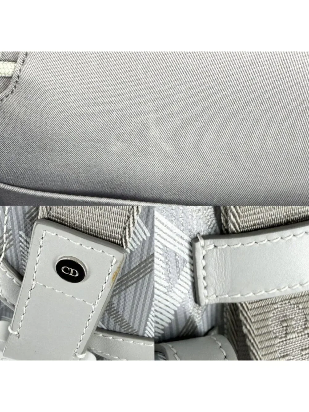 Dior Backpack CD Diamond Hit the Road Leather Gray Silver